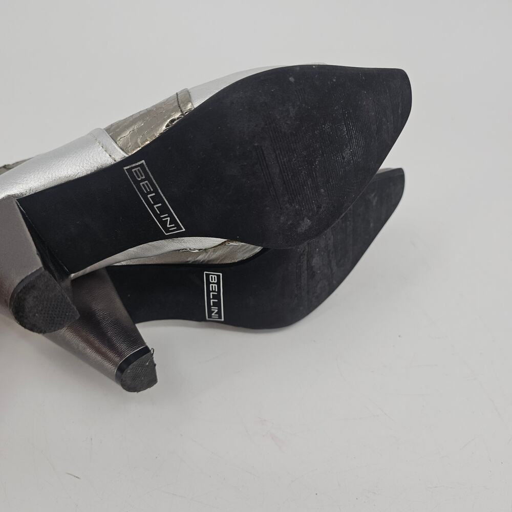 Vintage Bellini Patchwork Metallic Gray Heeled Le… - image 8